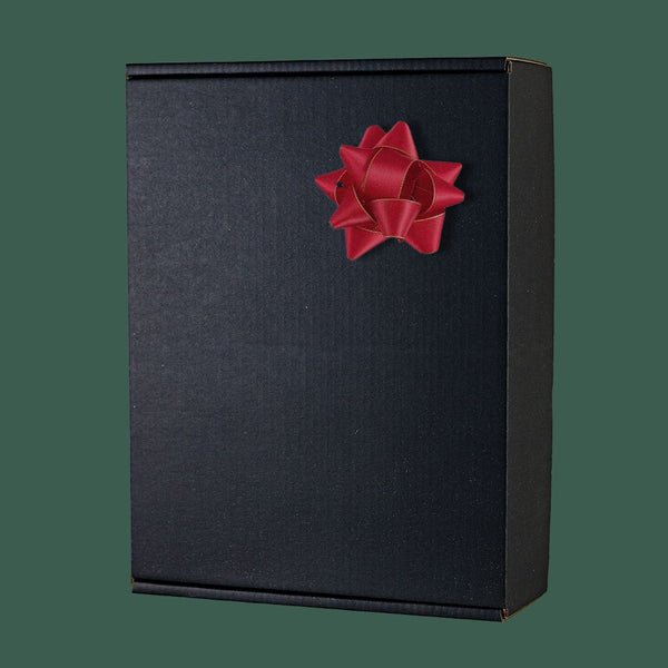 Schwarze Box mit roter Schleife.